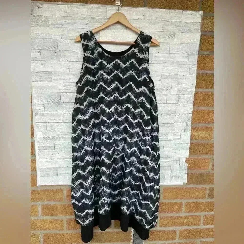 Eskandar Chevron Shibori Silk Double Layer Pinny Dress Size 1